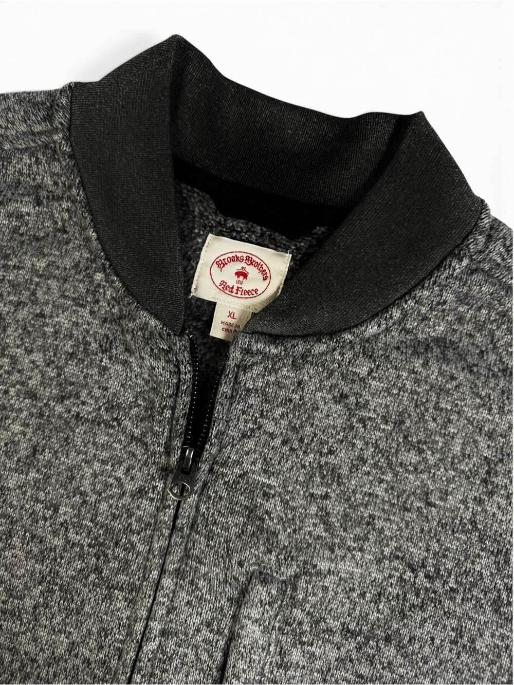 Brooks Brothers Red Fleece Marled Gray Sweater Fleece Full Zip Vest Men’s XL - Picture 8 of 9
